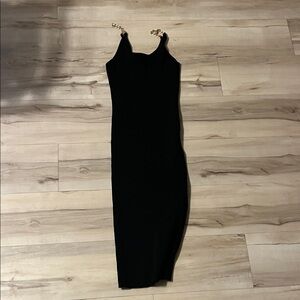 Forever 21 Black Midi Dress with Gold Details